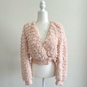 Pink Crochet Pearl Cardigan (80s Vintage S)